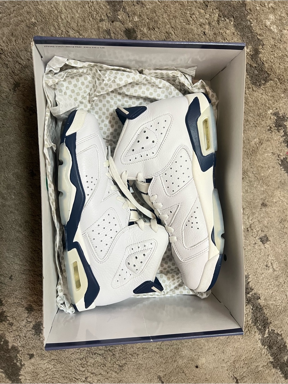 Air Jordan 6 Retro Midnight Navy GS Youth Size 7Y